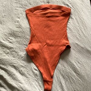 Out from Under Orange Rust Ribbed Bodysuit